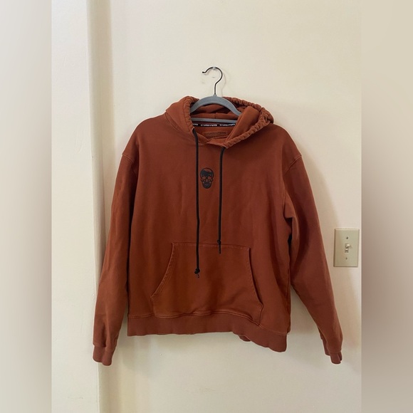 Gymreapers Heavyweight Core Skull Hoodie Brown Rust Men’s Soft Terry Cotton - Picture 1 of 5